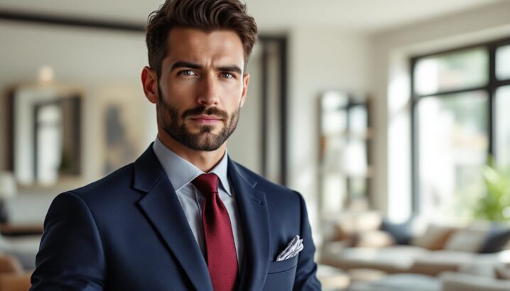 quelle cravate avec un costume bleu marine