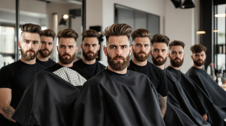 coupe homme court côtés et long dessus