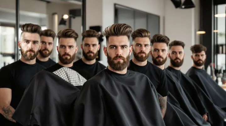 coupe homme court côtés et long dessus