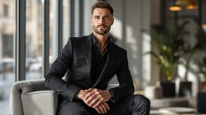 costume noir homme chemise noir