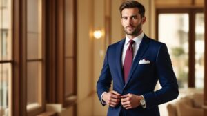 quelle cravate avec un costume bleu marine