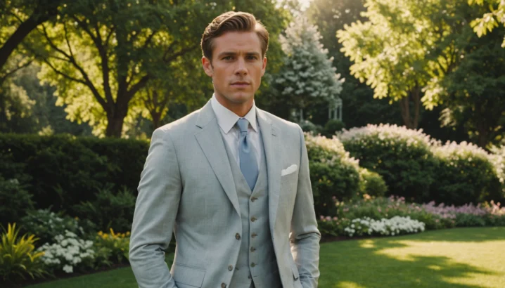 costume gris clair mariage