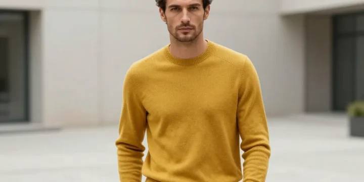 pull jaune moutarde homme